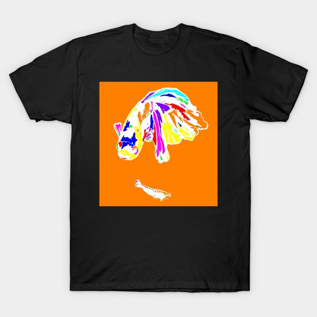 Leo Angry At Shrimp T-Shirt by bettadelic